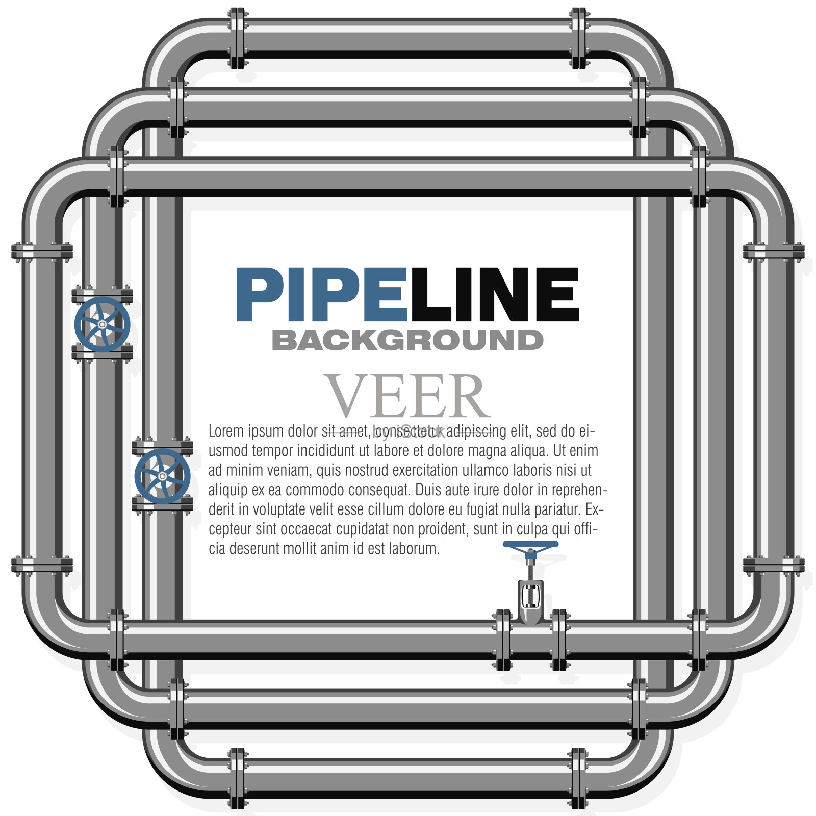 管道矢量背景在平面风格。管道与阀门。设计模板素材