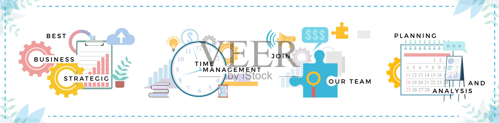 商业咨询战略伙伴关系集插画图片素材