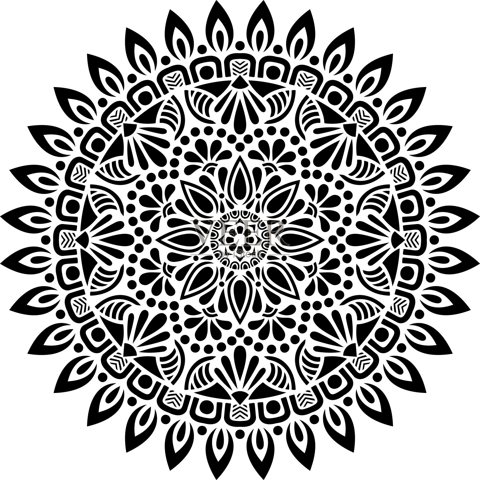 曼荼罗图案模板涂鸦素描插画图片素材