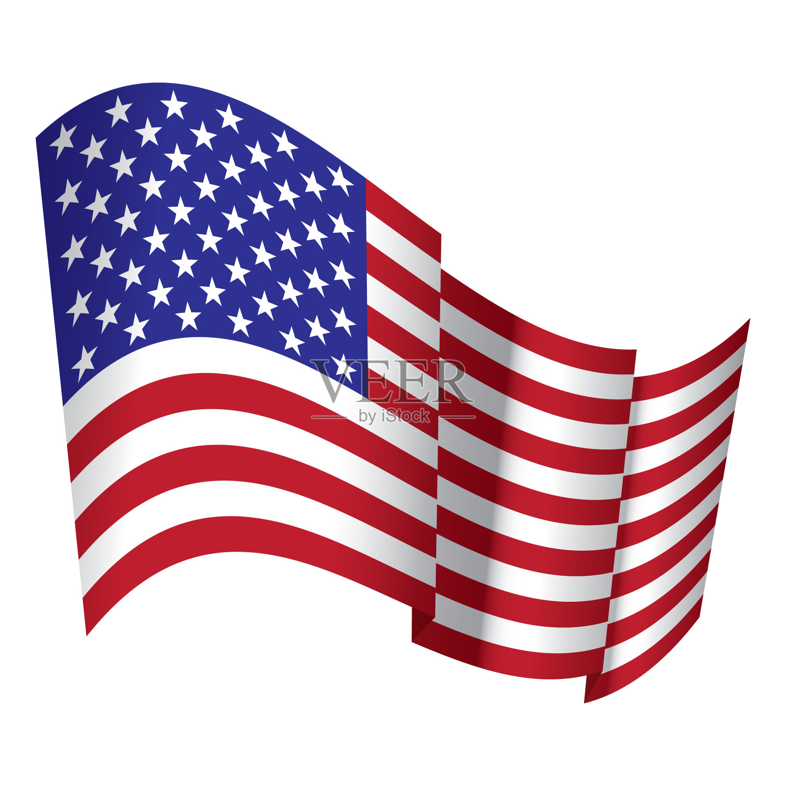 飘扬的美国国旗。插画图片素材