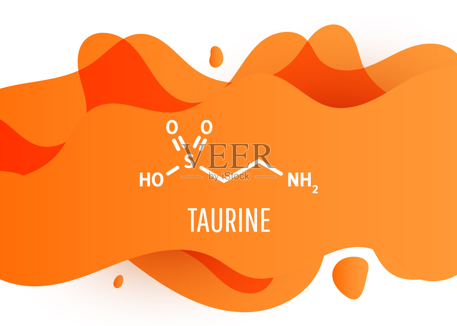 牛磺酸结构化学公式与流体梯度形状与复制空间在白色背景插画图片素材