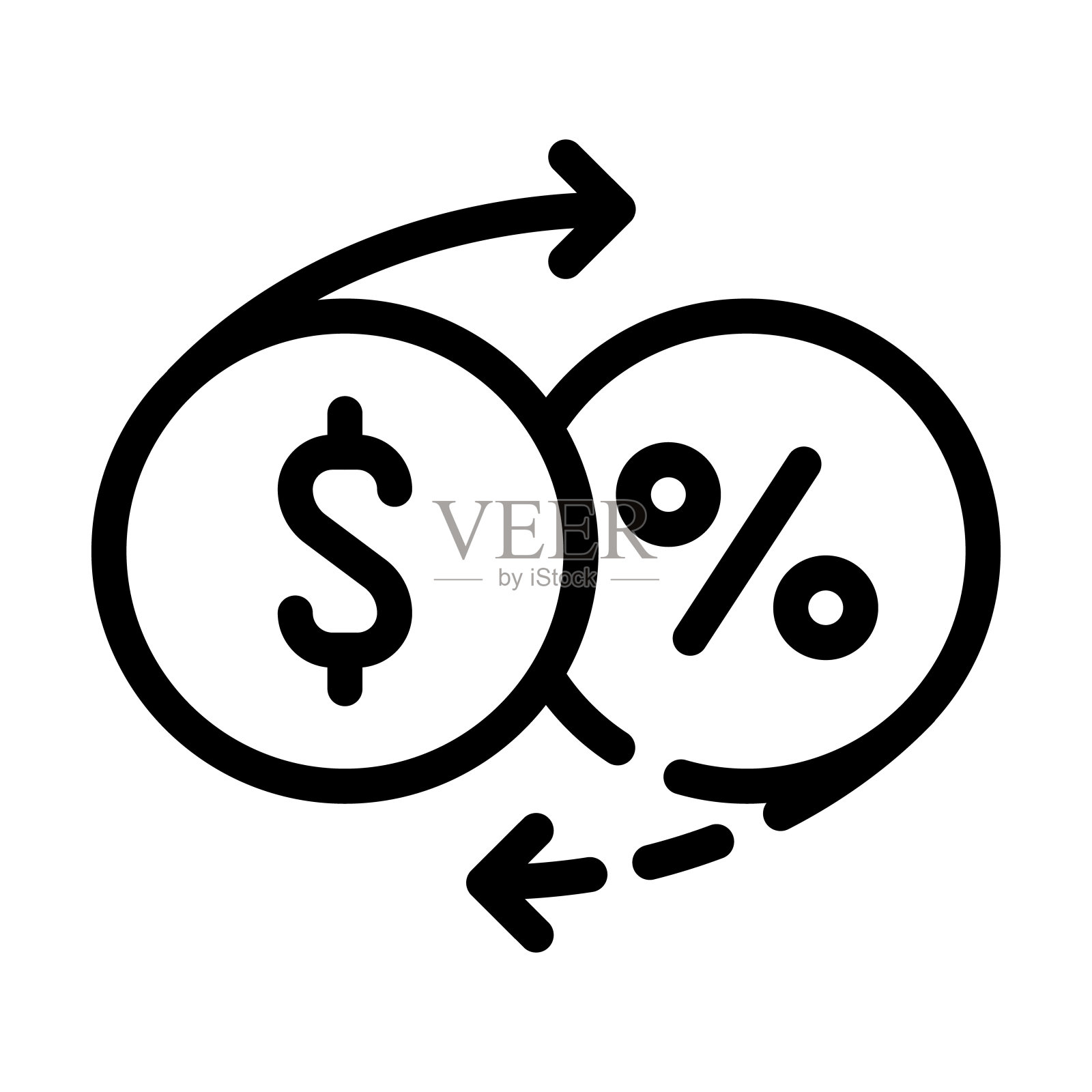 资金百分比回报线图标矢量插图插画图片素材