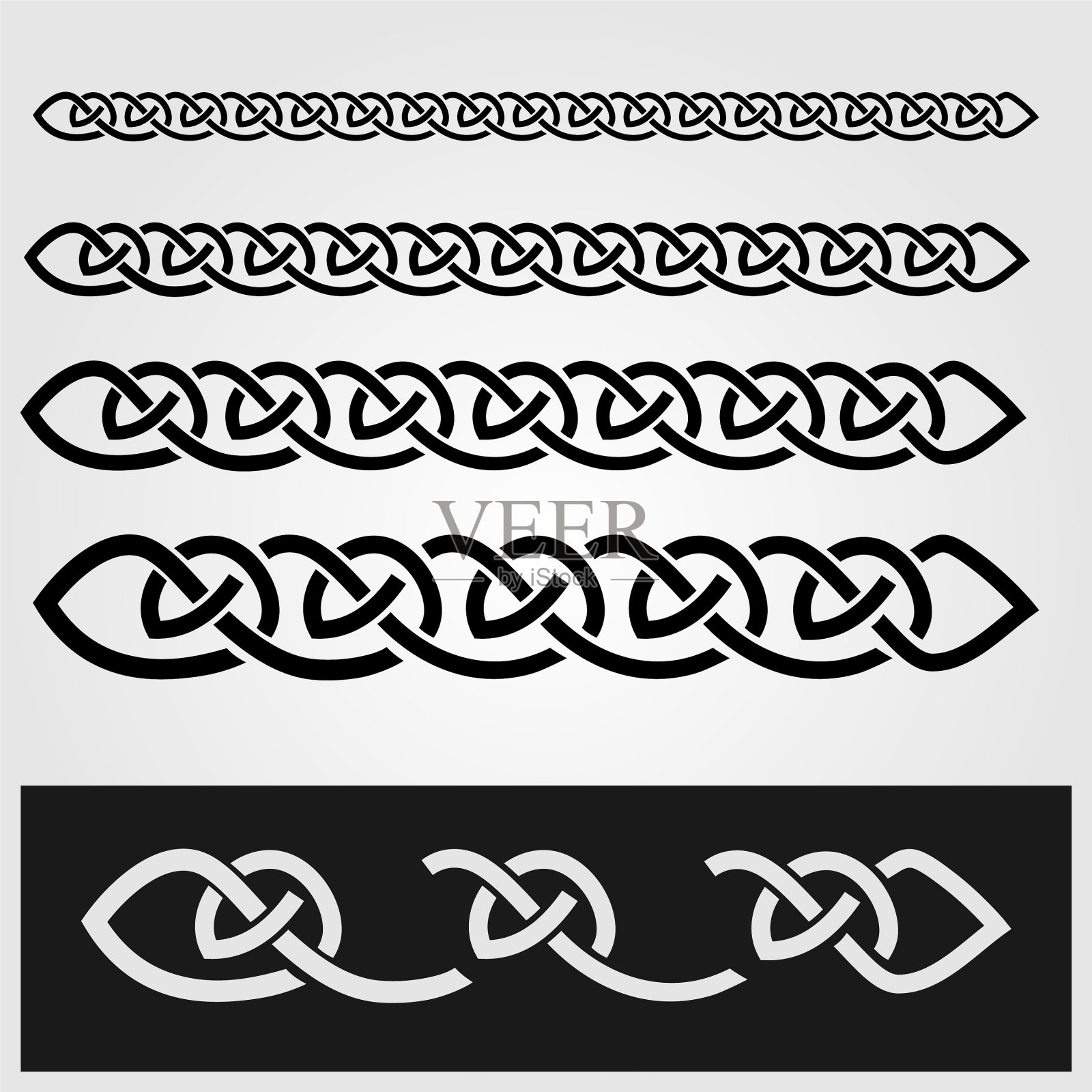 凯尔特风格的边界孤立在白色的背景插画图片素材