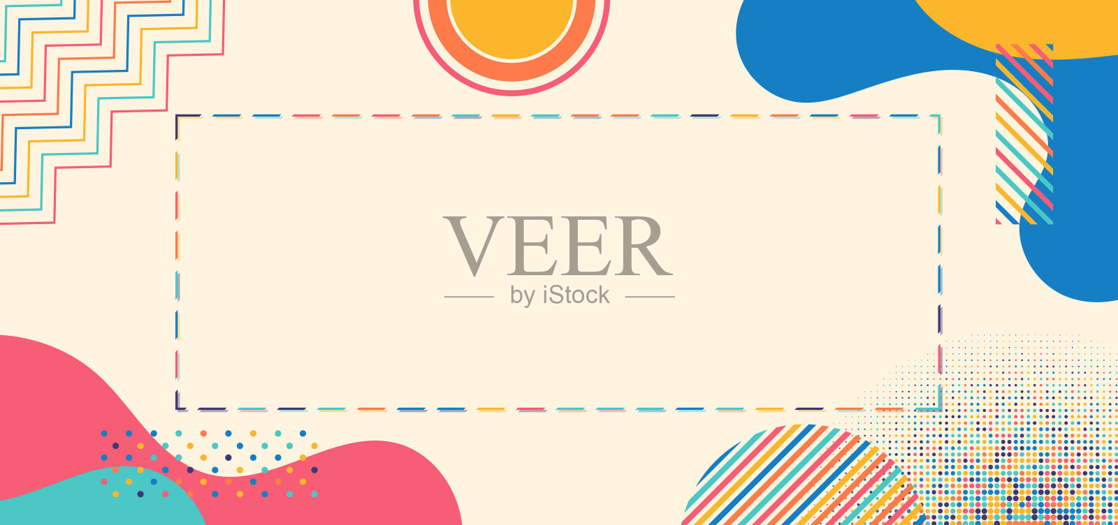 艺术风格几何元素色彩设计虚线框架插画图片素材