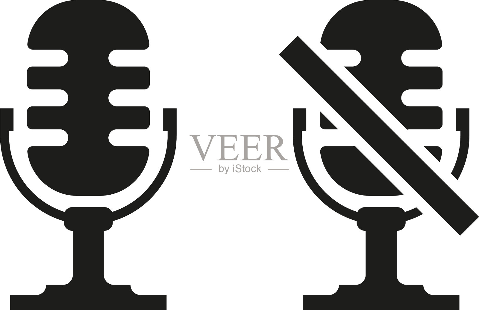 黑色麦克风图标开和关插画图片素材