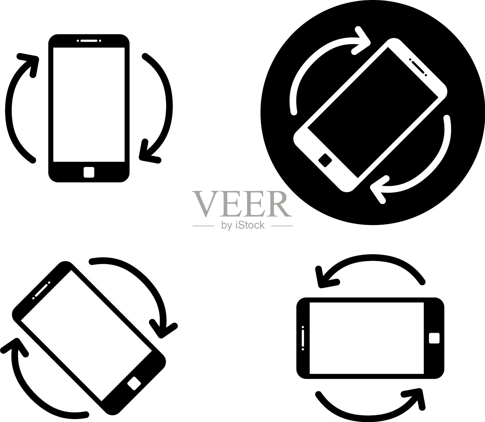 旋转智能手机图标孤立的移动屏幕图标素材