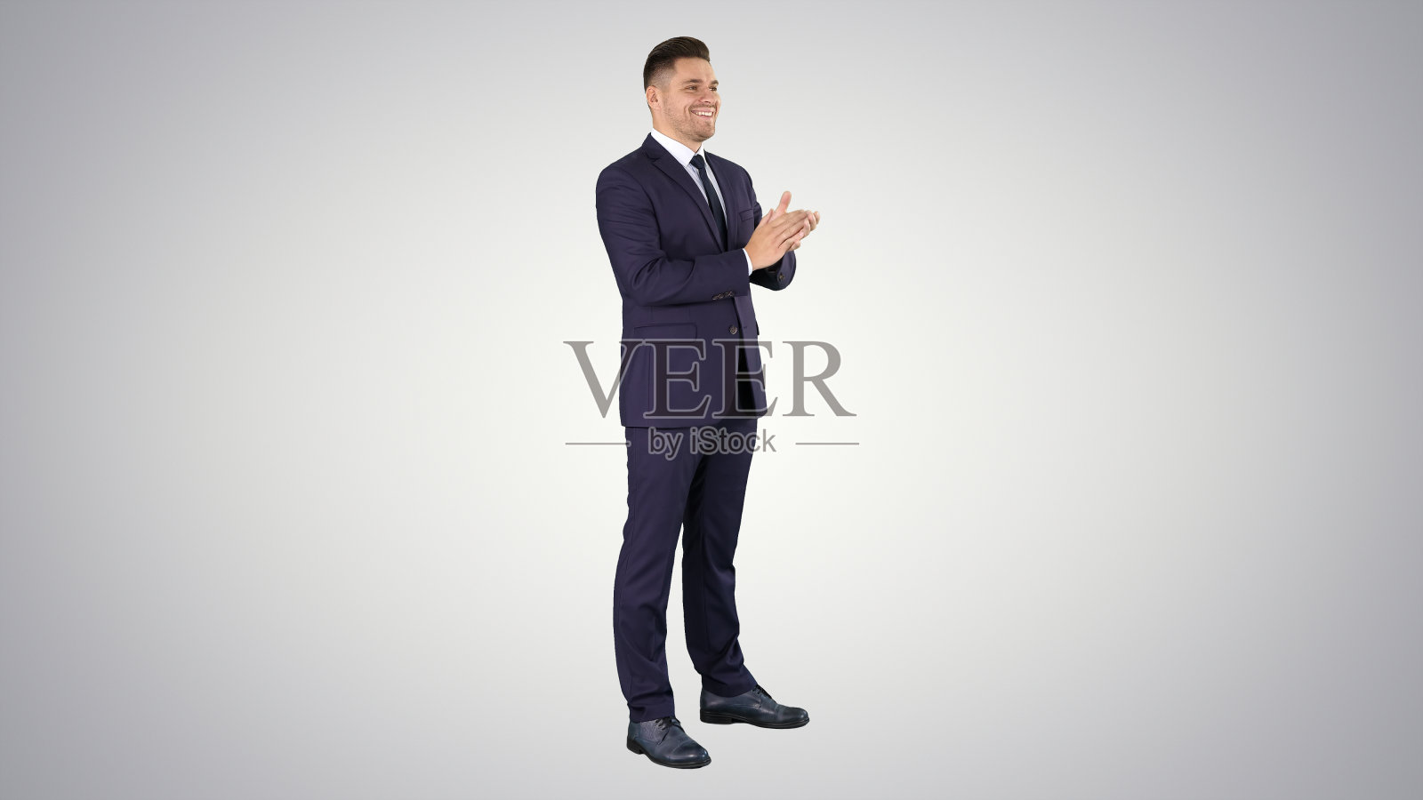 商人鼓掌梯度背景照片摄影图片