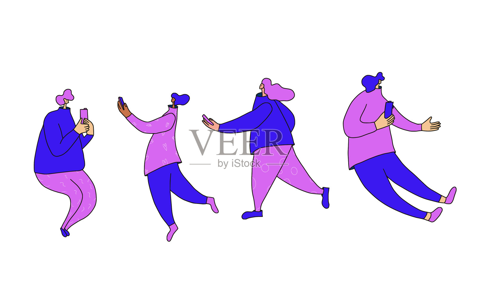 和手机人聊天插画图片素材