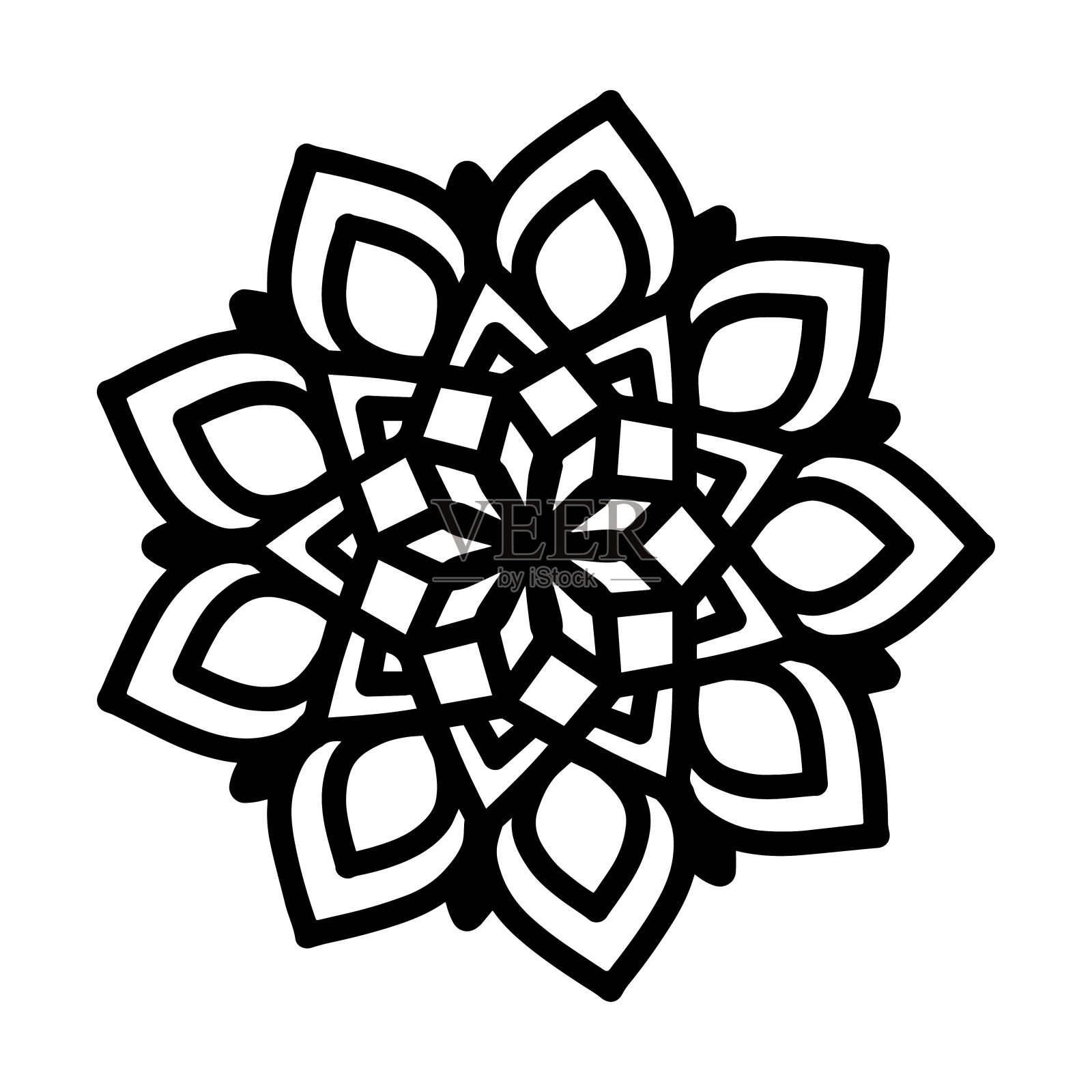 圆花曼荼罗纹身，指甲花。古典装饰元素。东方模式。印度设计矢量，图案和邮票。插画图片素材