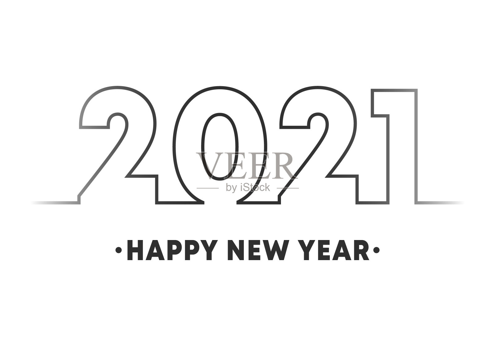 新年快乐2021最小线设计的节日邀请，贺卡，传单，小册子封面，或其他排版。矢量图插画图片素材
