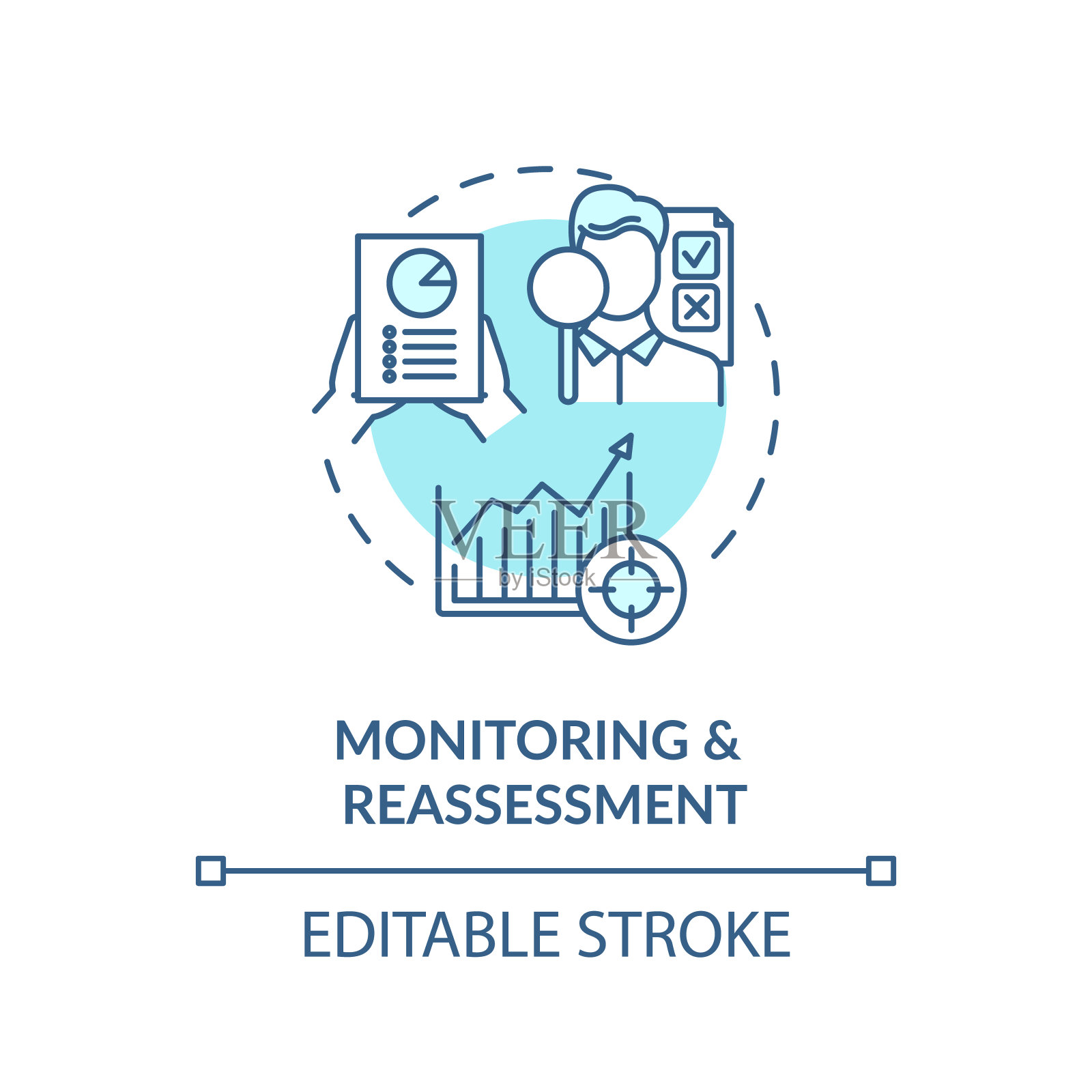 监控和重新评估概念图标插画图片素材