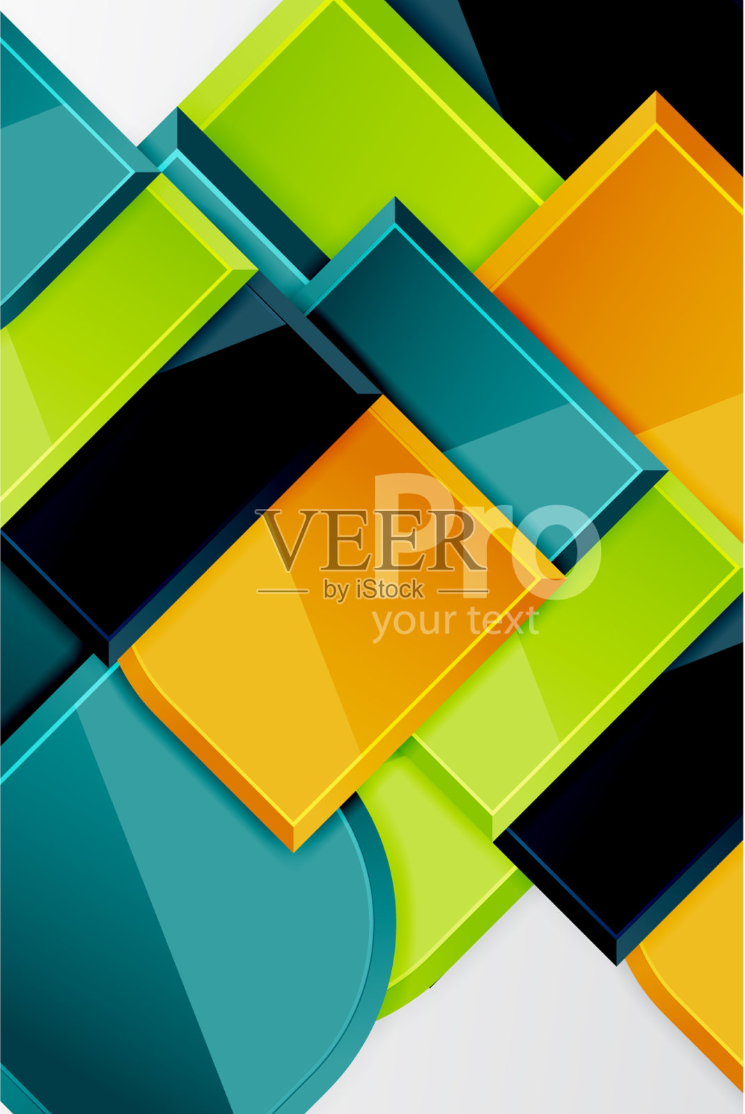 光滑的玻璃方块与圆形元素几何插画图片素材