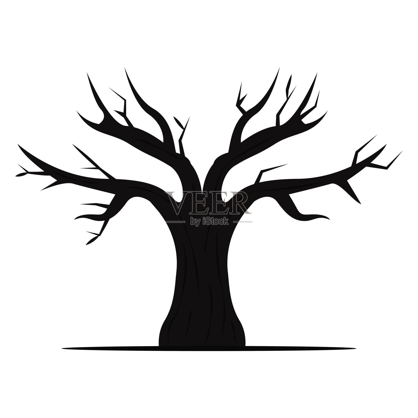 孤立的树万圣节插画图片素材