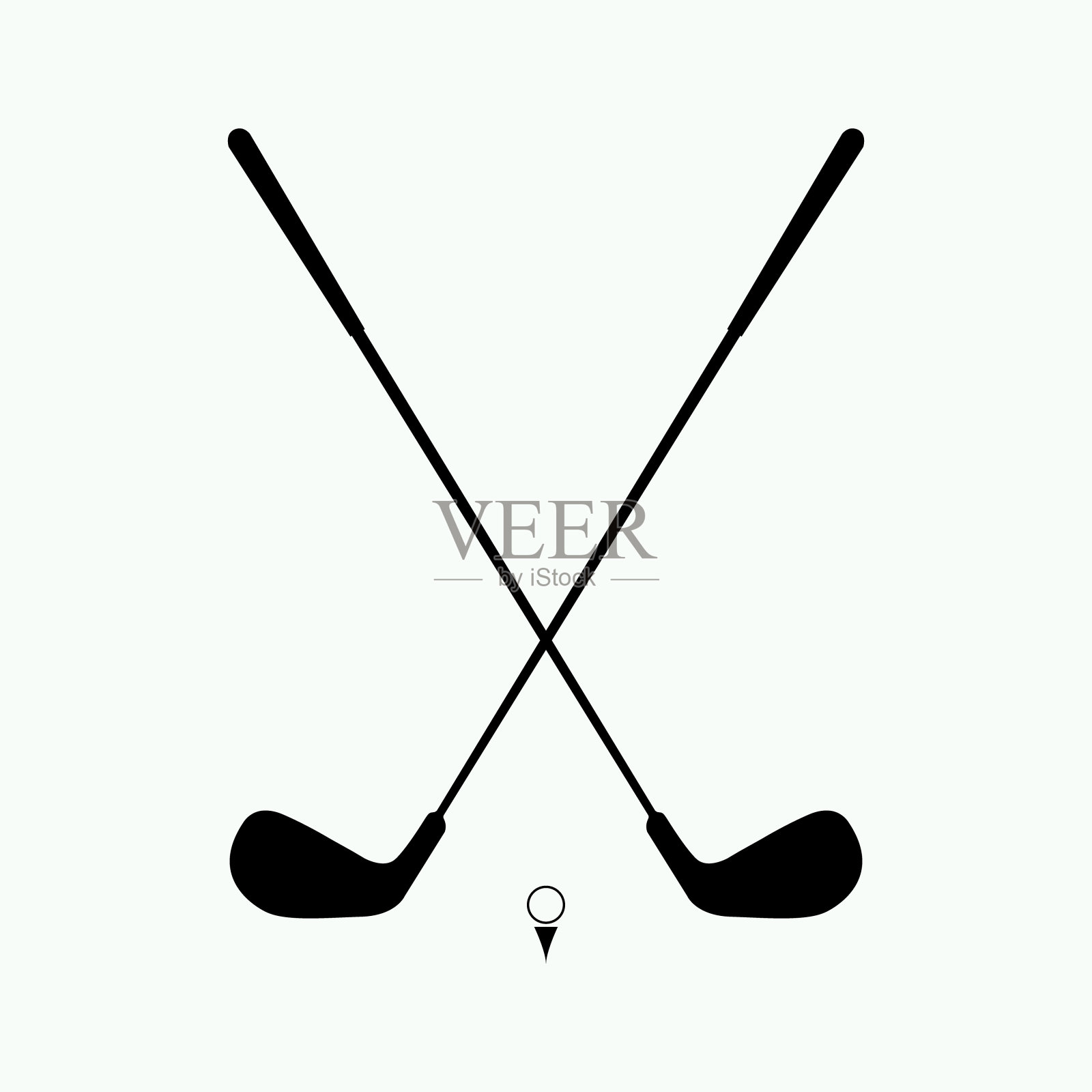 两个高尔夫球杆矢量图标插画图片素材