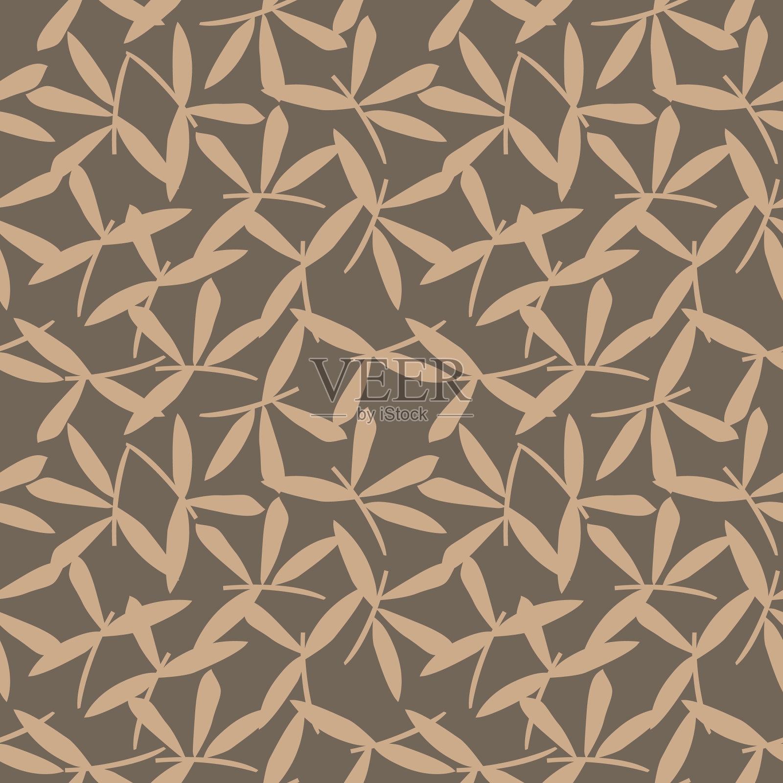 褐色，灰褐色植物花无缝图案插画图片素材