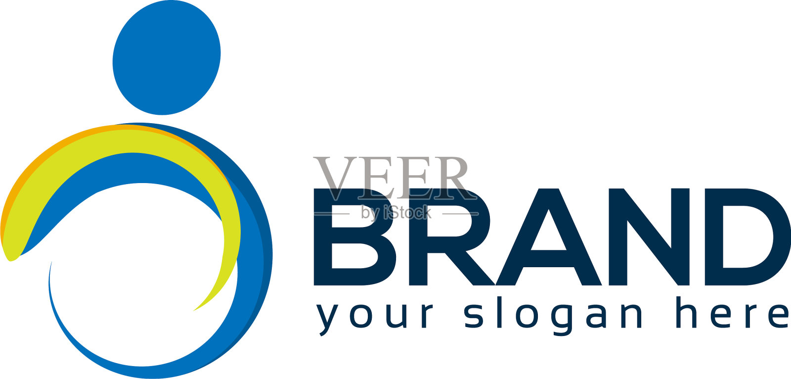 蓝色和橙色的人的标志插画图片素材