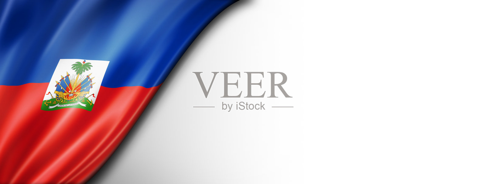 海地国旗孤立在白旗上照片摄影图片