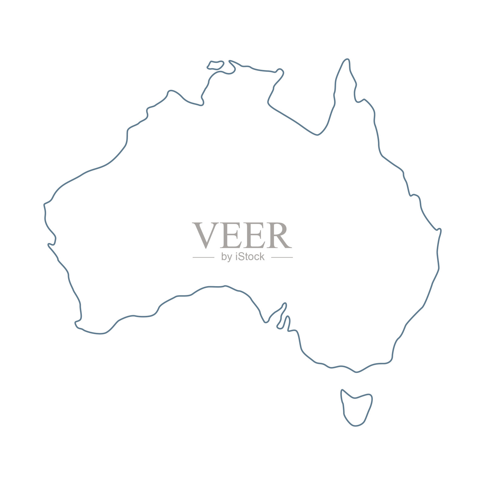 澳大利亚地图-矢量等高线插图插画图片素材