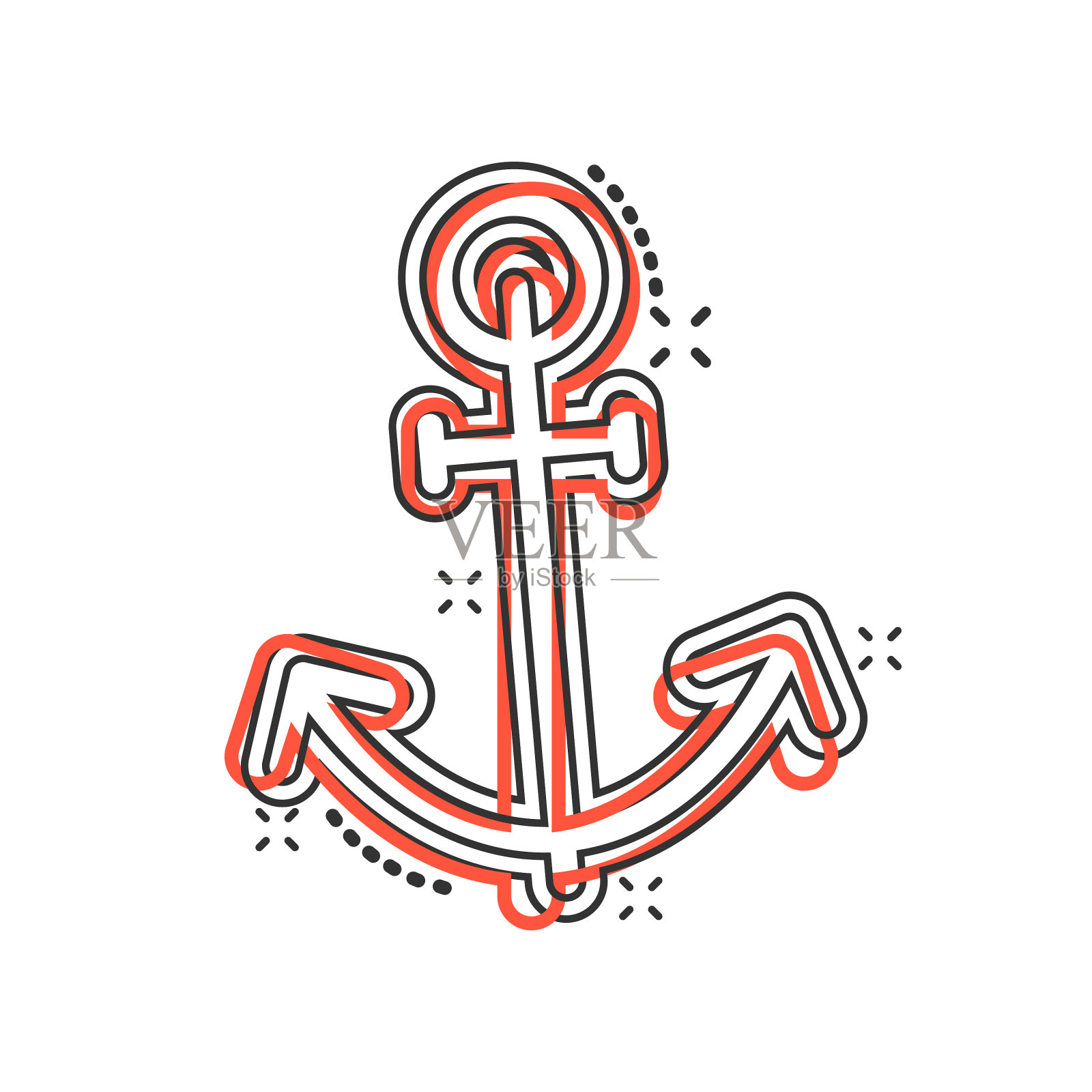 船锚图标在漫画风格的船钩设计元素图片