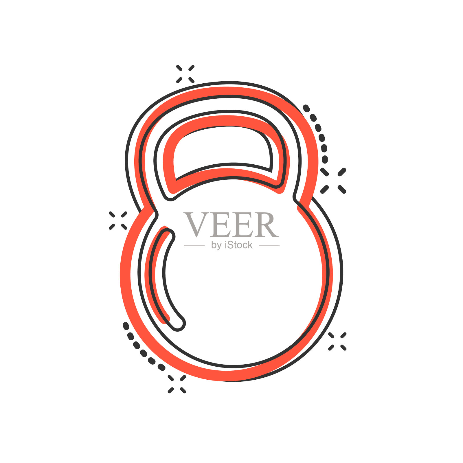 壶铃图标在漫画风格的杠铃运动设计元素图片