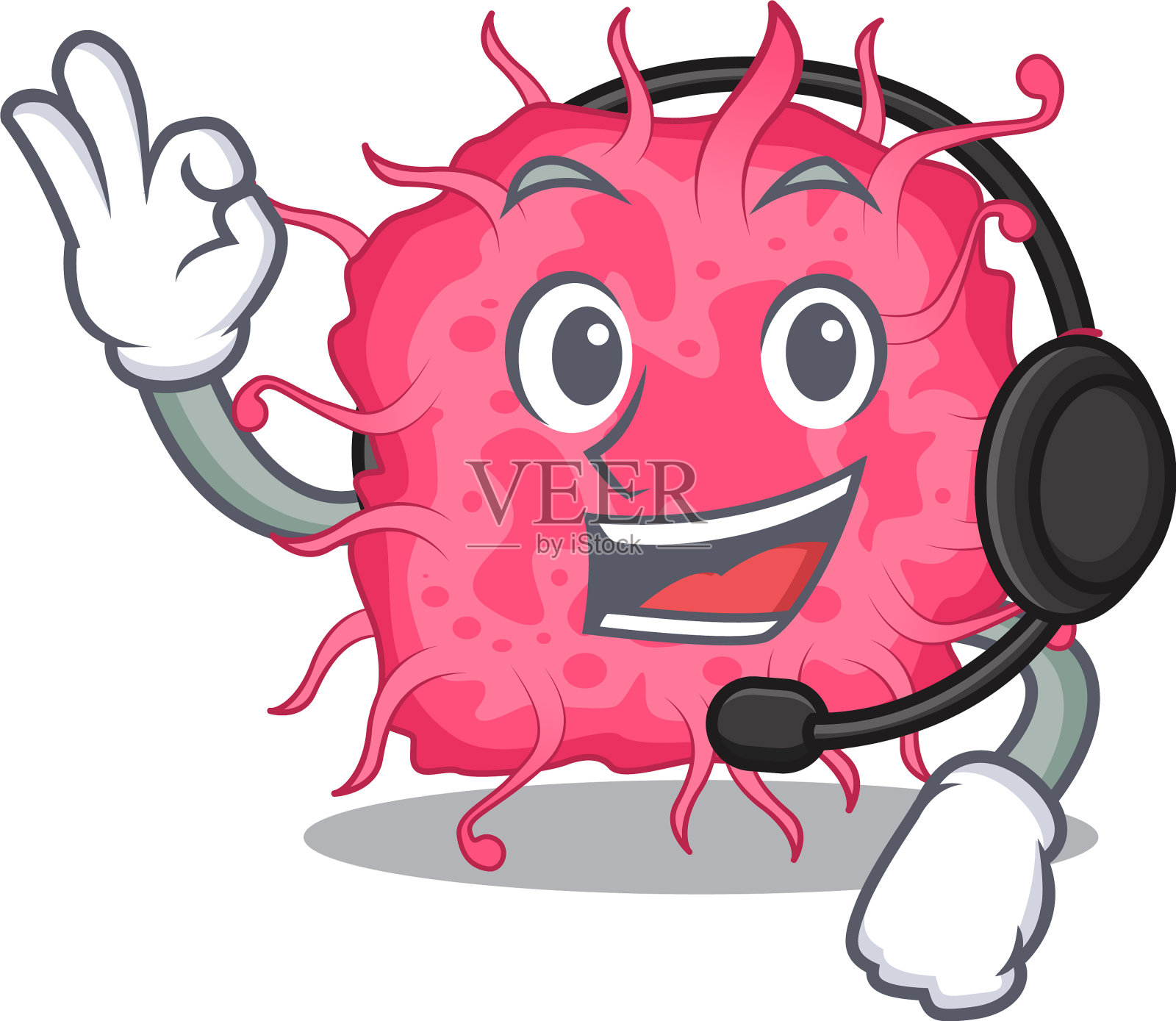 一个华丽的致病细菌吉祥物角色设计元素图片