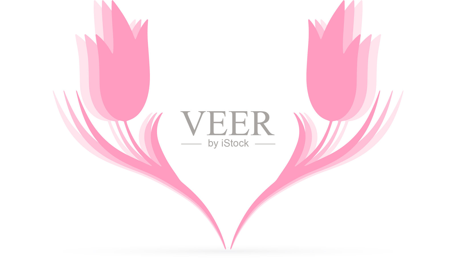 郁金香孤立白花艺术标志设计插画图片素材