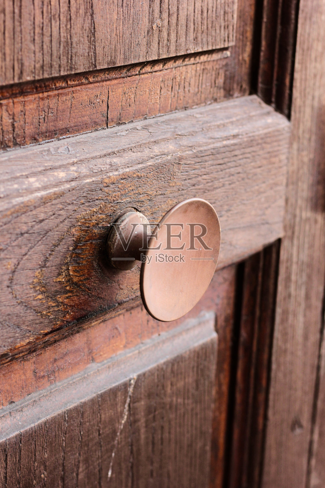 旧的棕色门把手。特写镜头。照片摄影图片