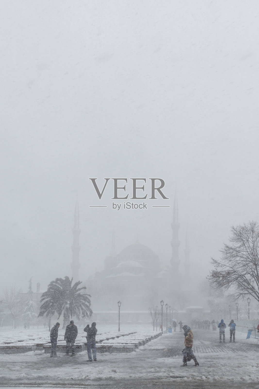 伊斯坦布尔冬天的蓝色清真寺照片摄影图片