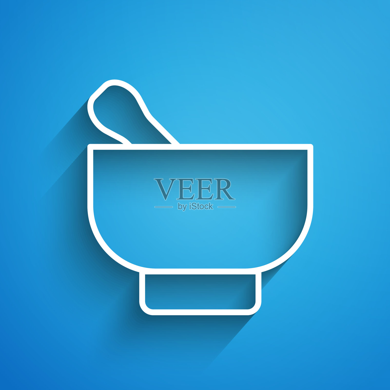 白线魔法臼和杵孤立的图标插画图片素材