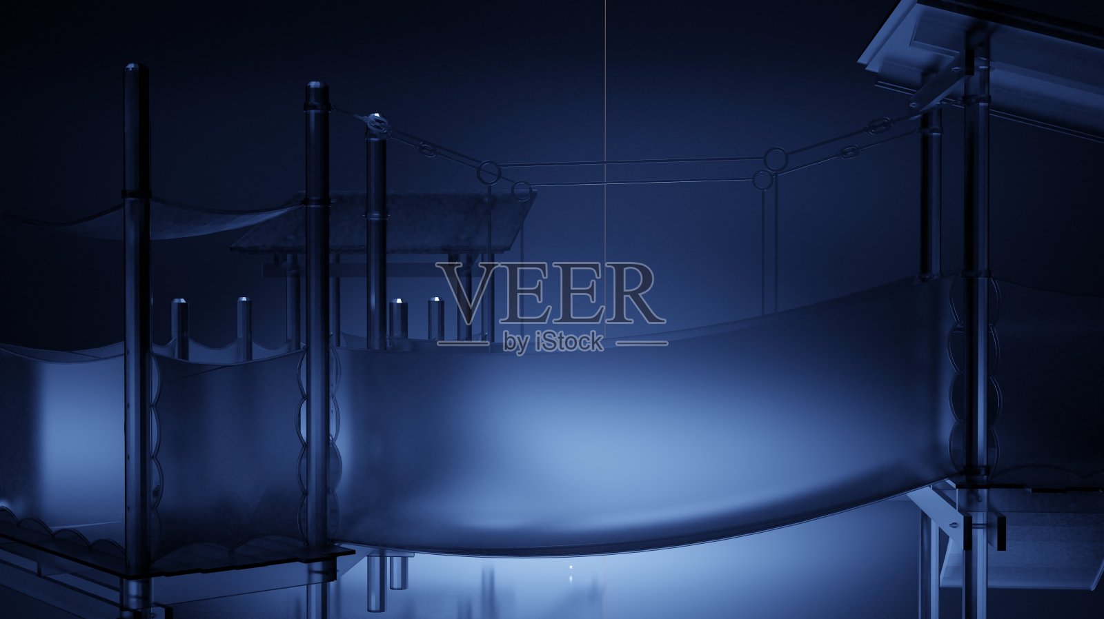 一个抽象物体在蓝色背景的3d渲染插图。用于请柬、横幅、广告及商业用途照片摄影图片