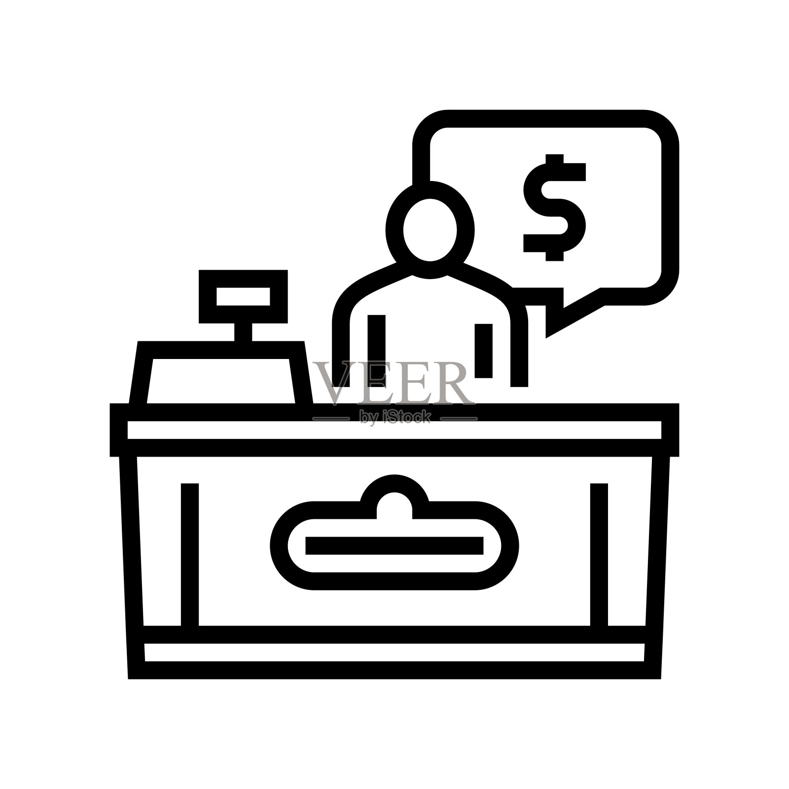 超市收银台线图标矢量插图插画图片素材