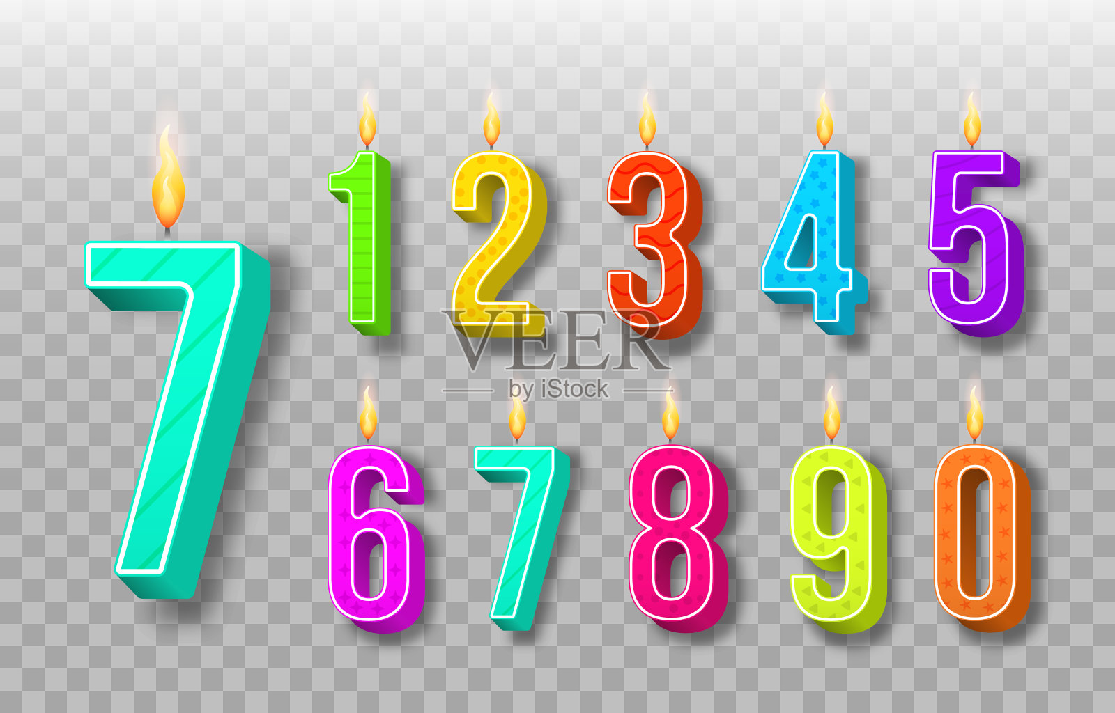 蜡烛的生日数字。插画图片素材