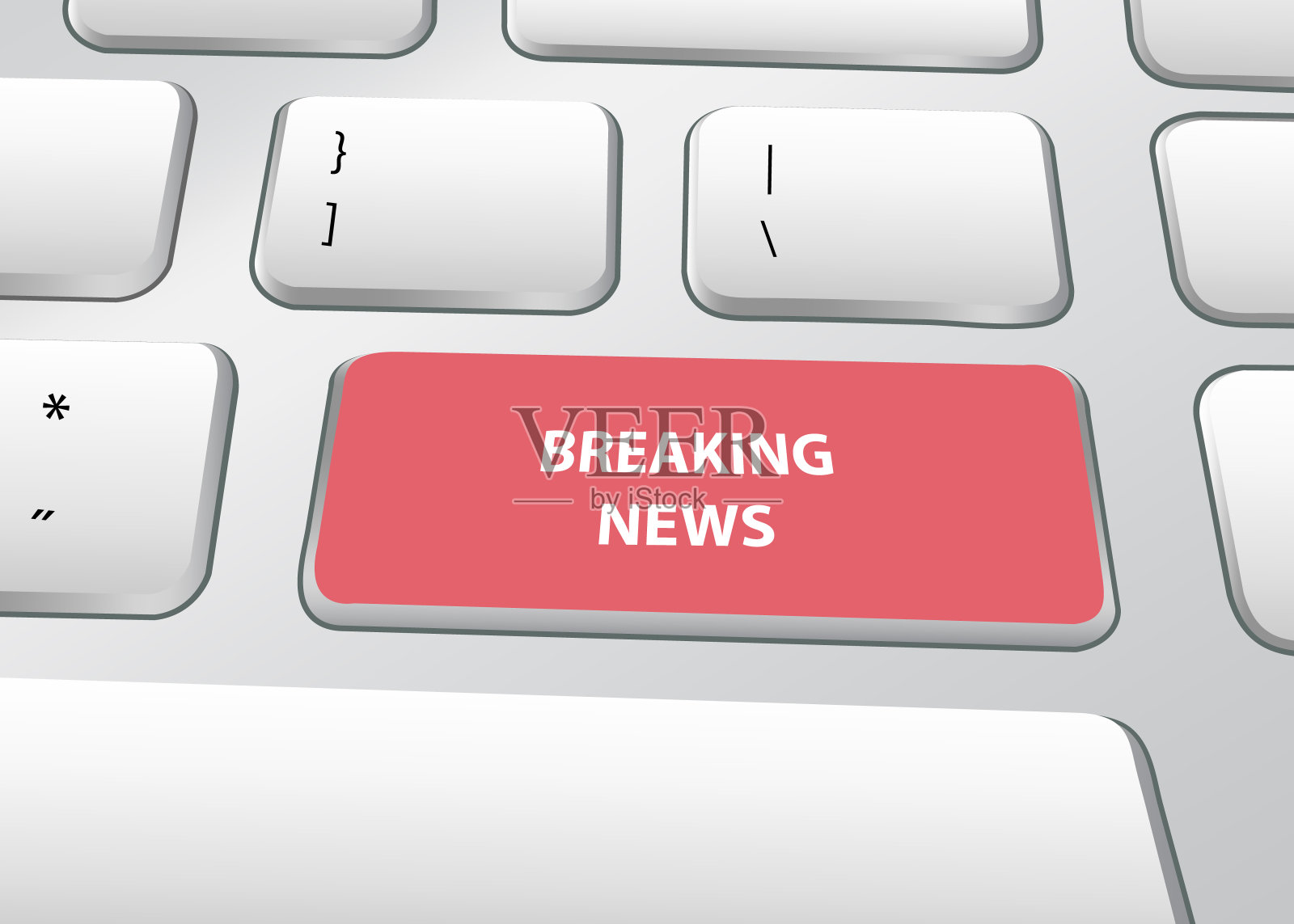 Breaking News Sign on PC Keyboard Vector的翻译结果插画图片素材