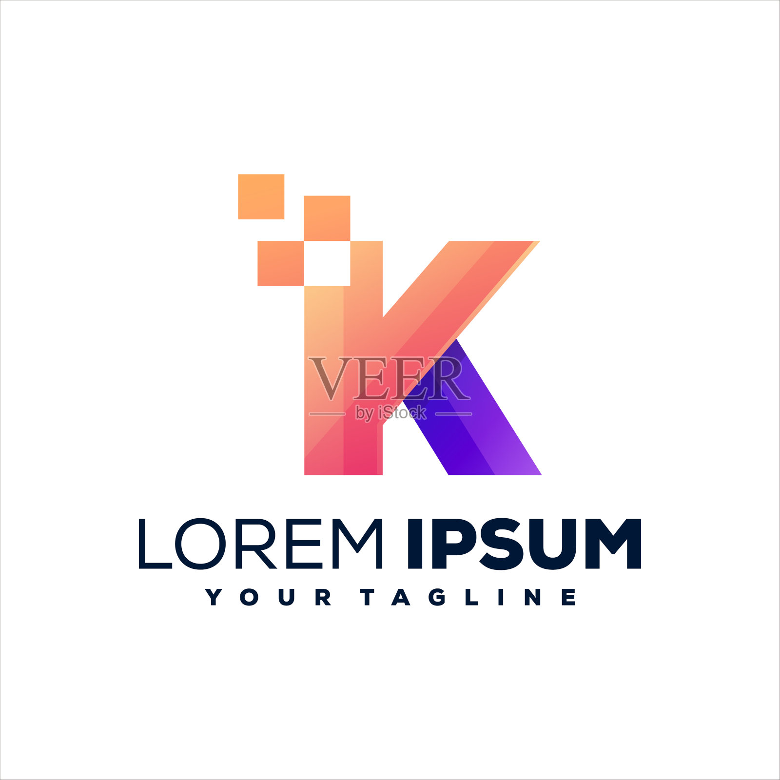 字母k渐变标志设计插画图片素材