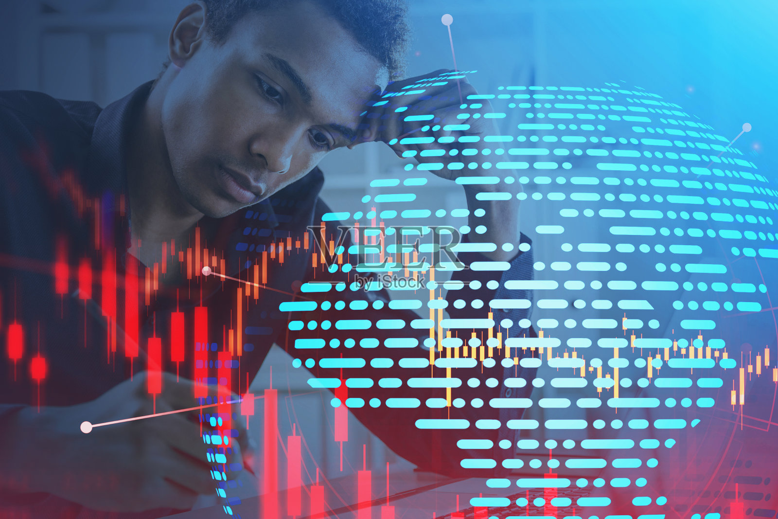 非洲人在办公室，网络接口照片摄影图片