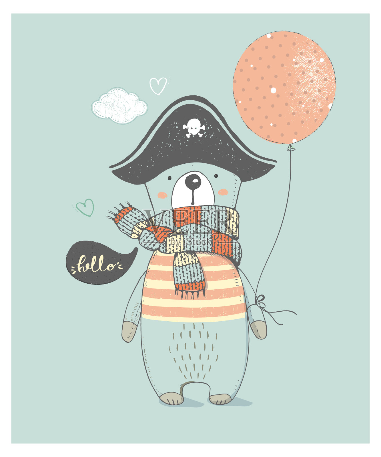 海盗的熊插画图片素材