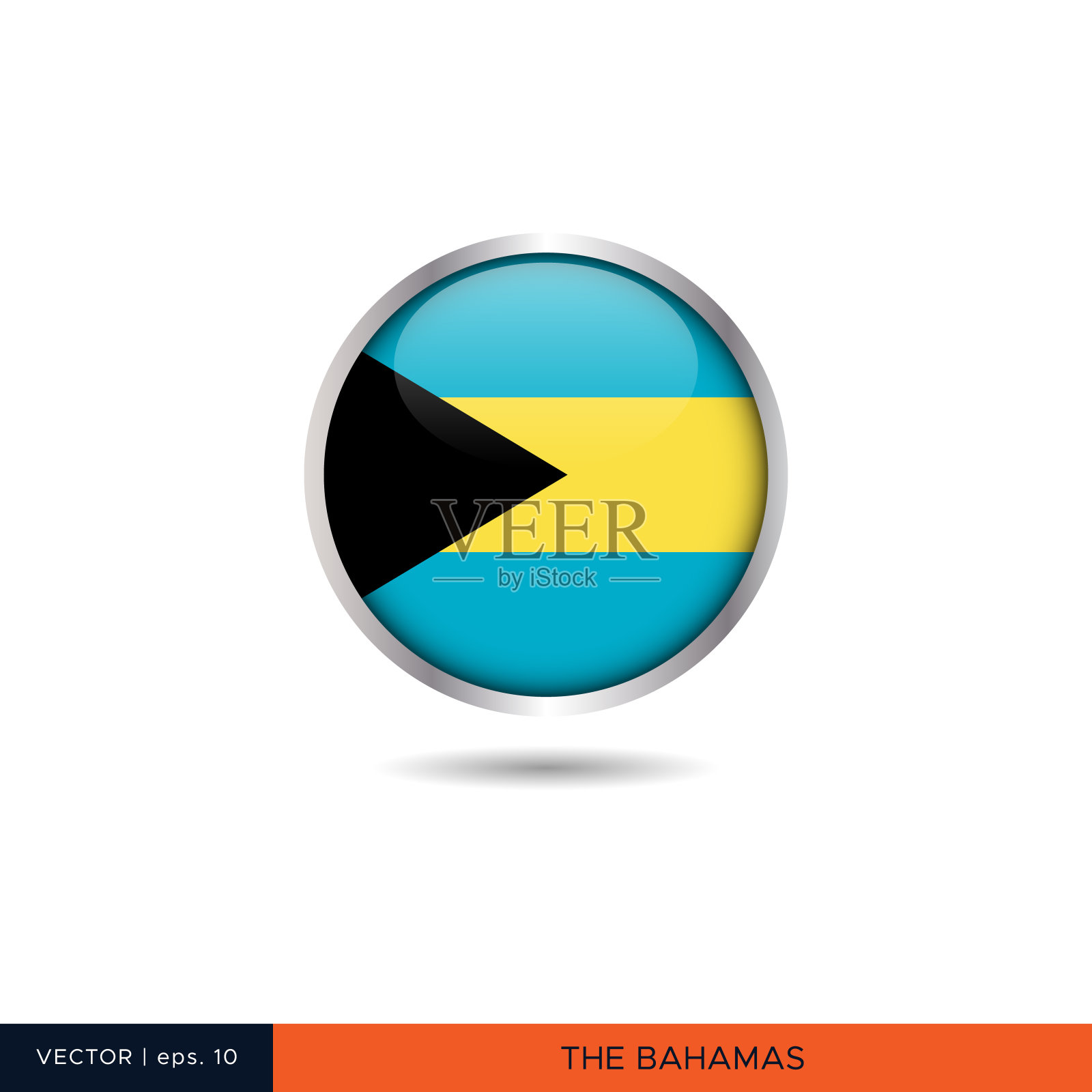 巴哈马圆旗矢量股票插图设计模板。设计模板素材