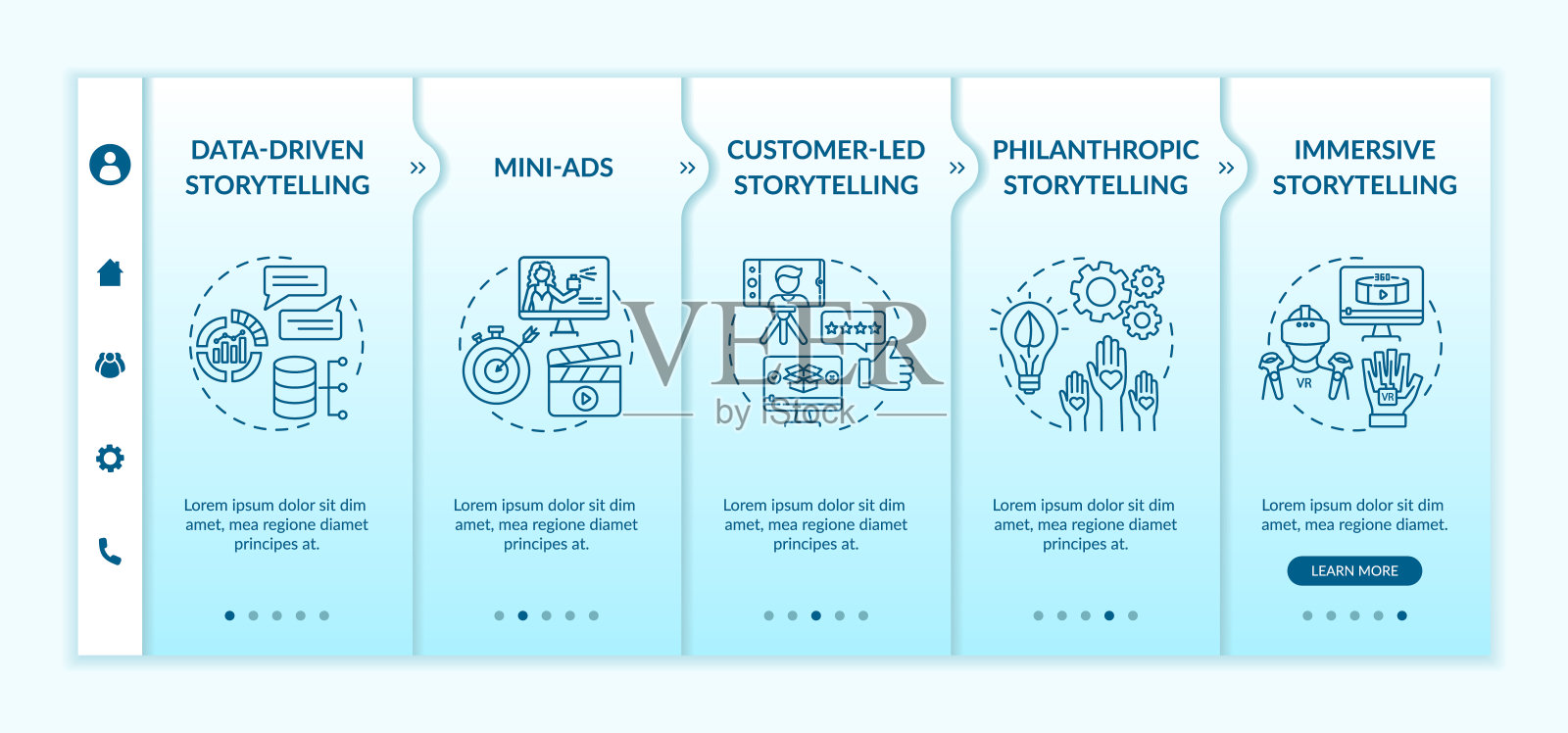 在数字营销活动中讲故事的矢量模板插画图片素材