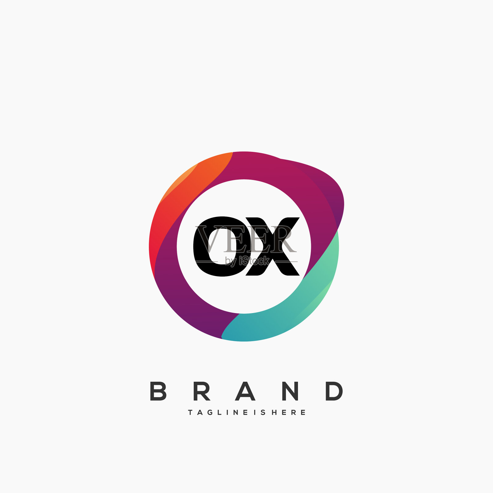 字母牛颜色渐变标志设计插画图片素材