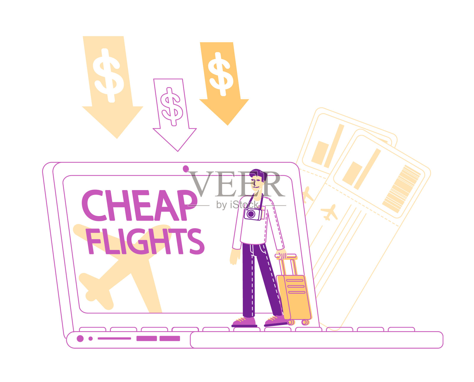 廉价航班低成本航空公司提供利润设计元素图片