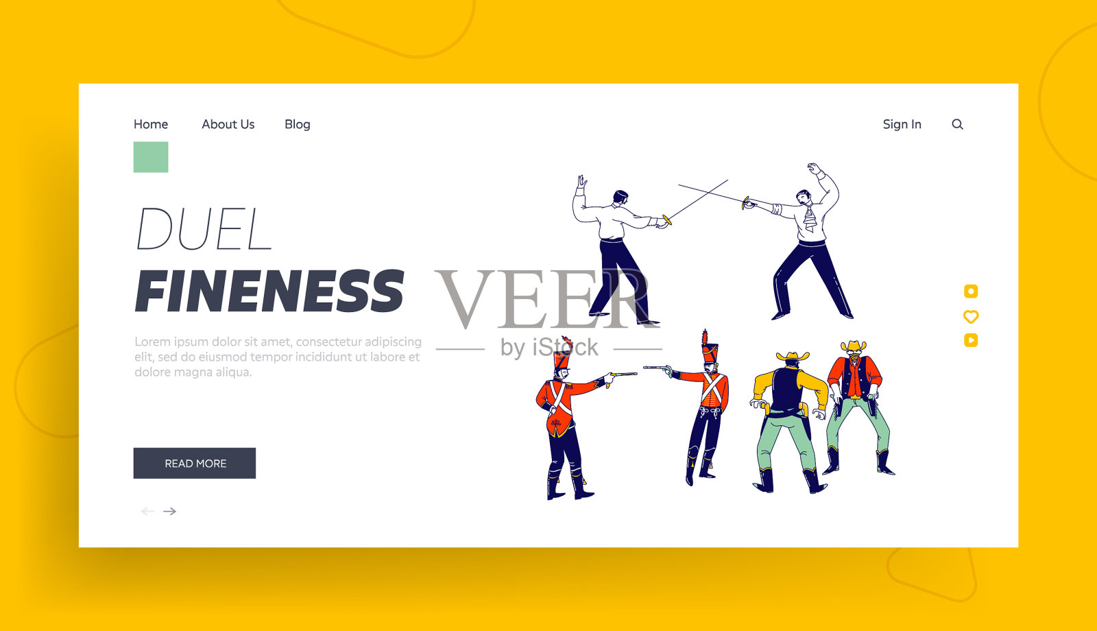 男性角色在决斗登陆页面战斗插画图片素材