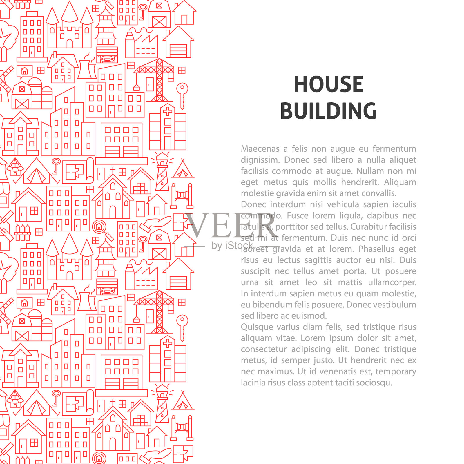 房屋建筑线条模式概念插画图片素材