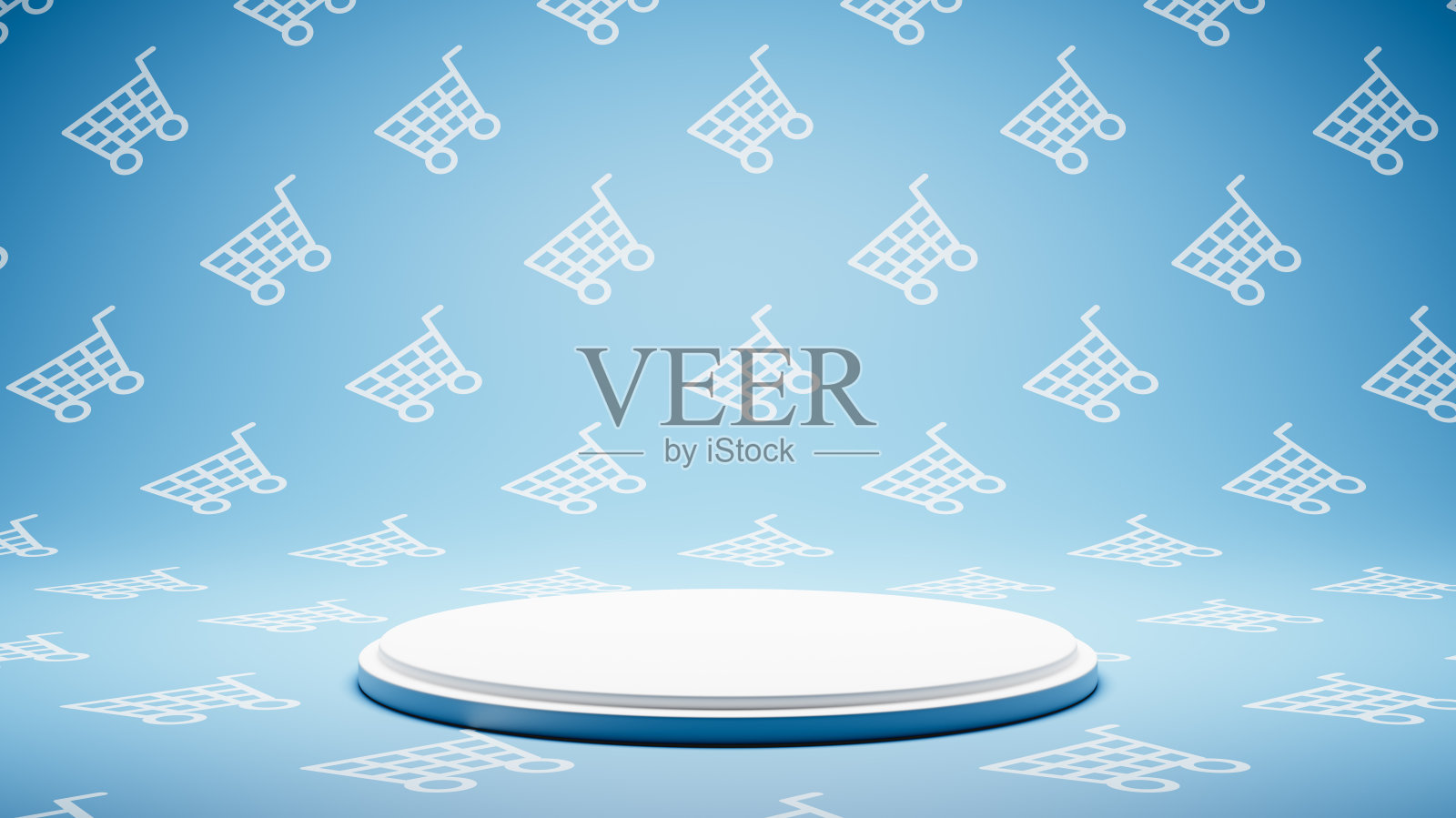 购物车形状模式工作室背景上的空白白色平台照片摄影图片