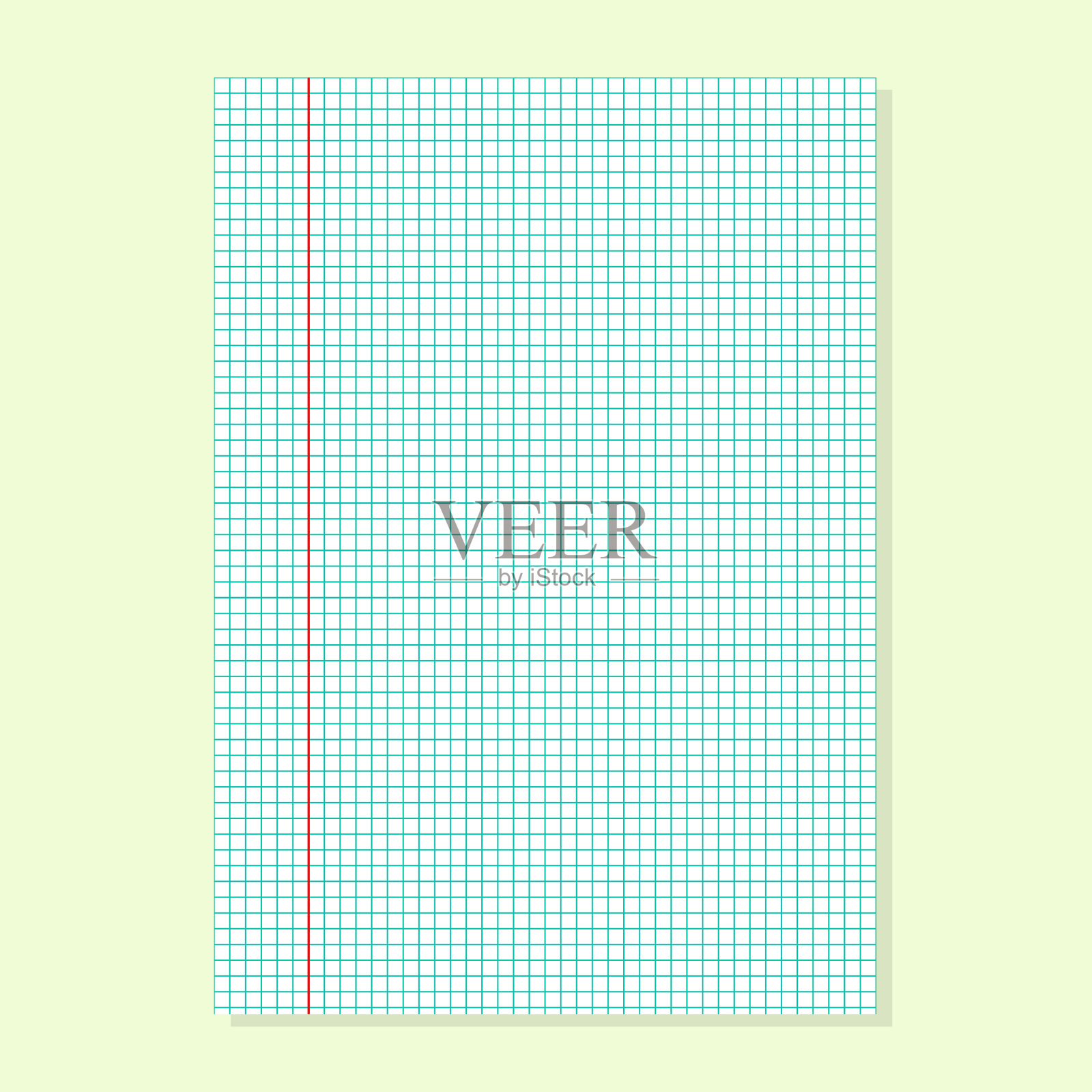 方格纸与红色竖线真实a4插画图片素材