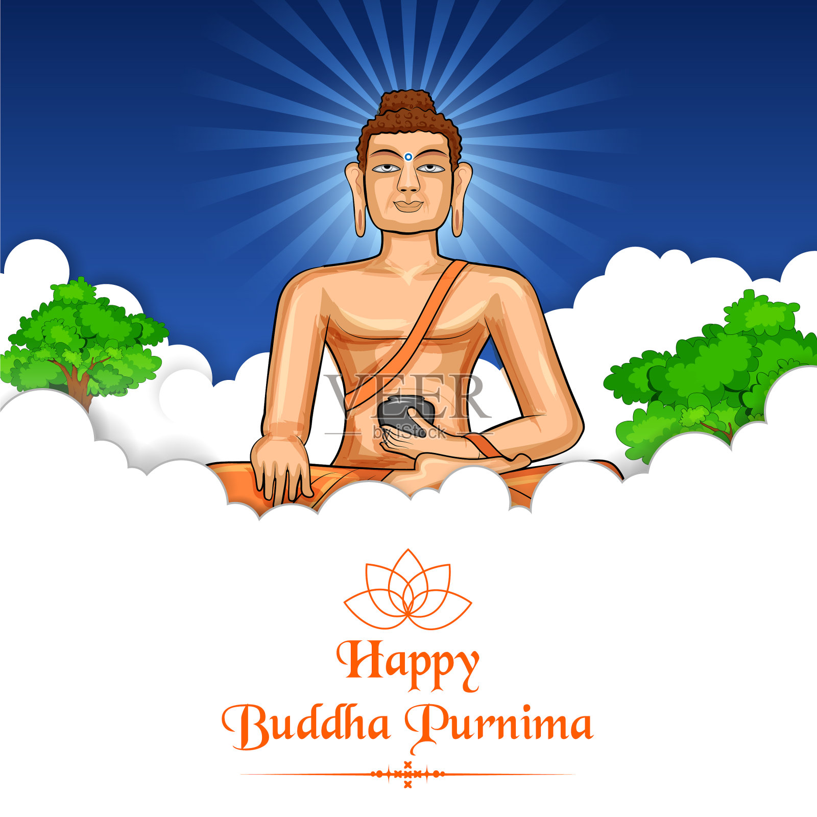 佛祖在禅修节插画图片素材