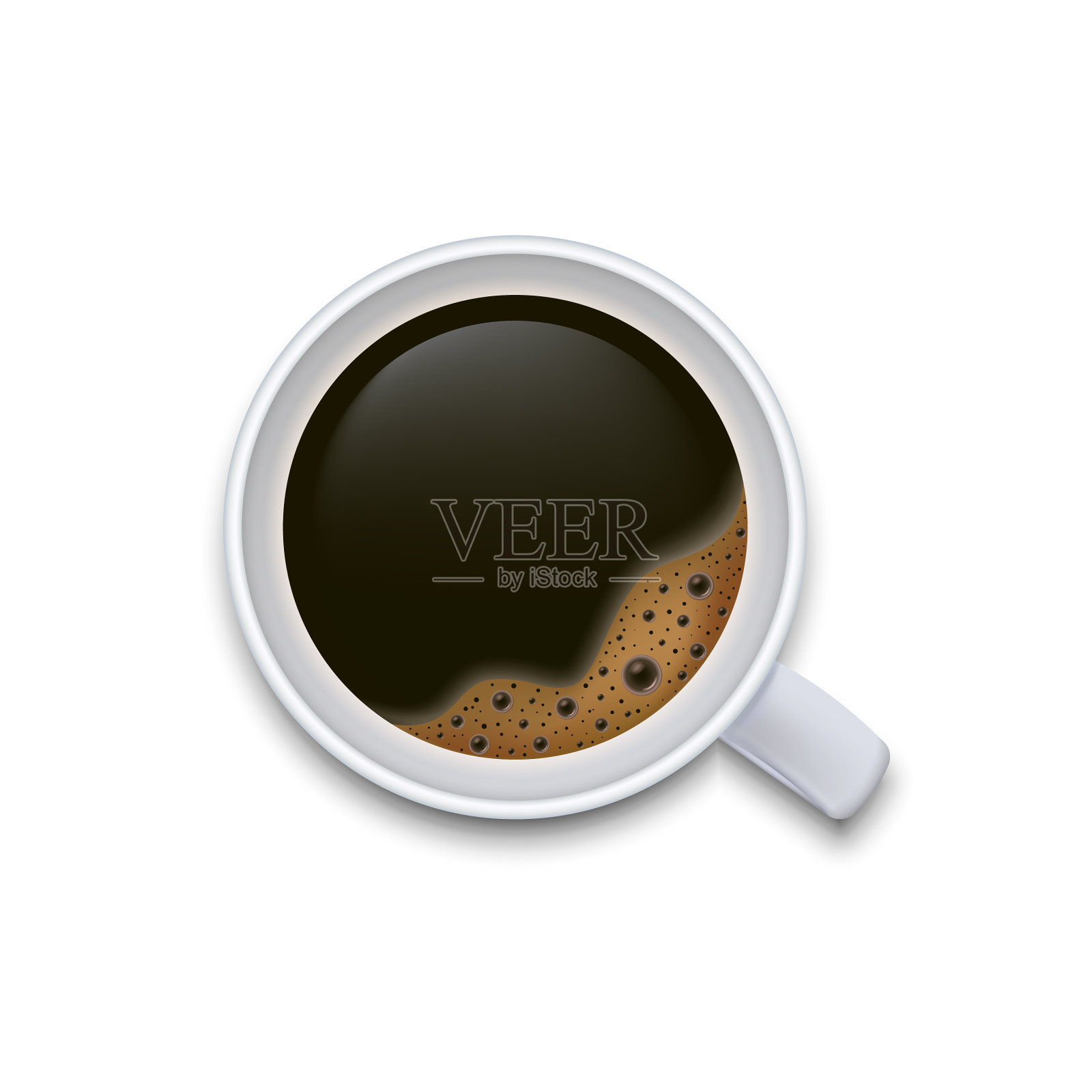 一杯黑咖啡顶视图孤立在白色设计元素图片