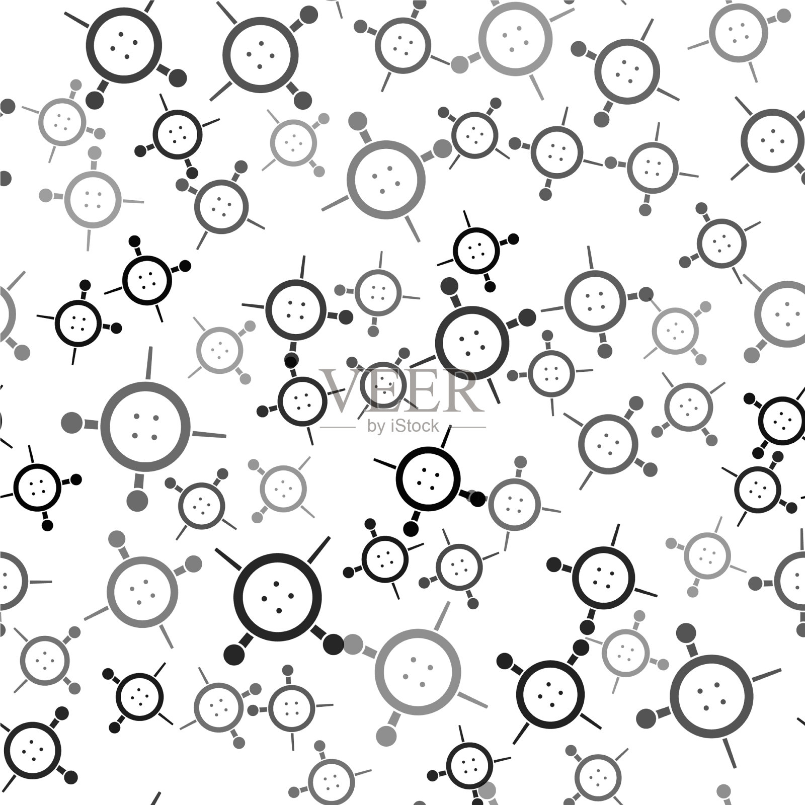 黑色的缝纫按钮和针织针的图标插画图片素材