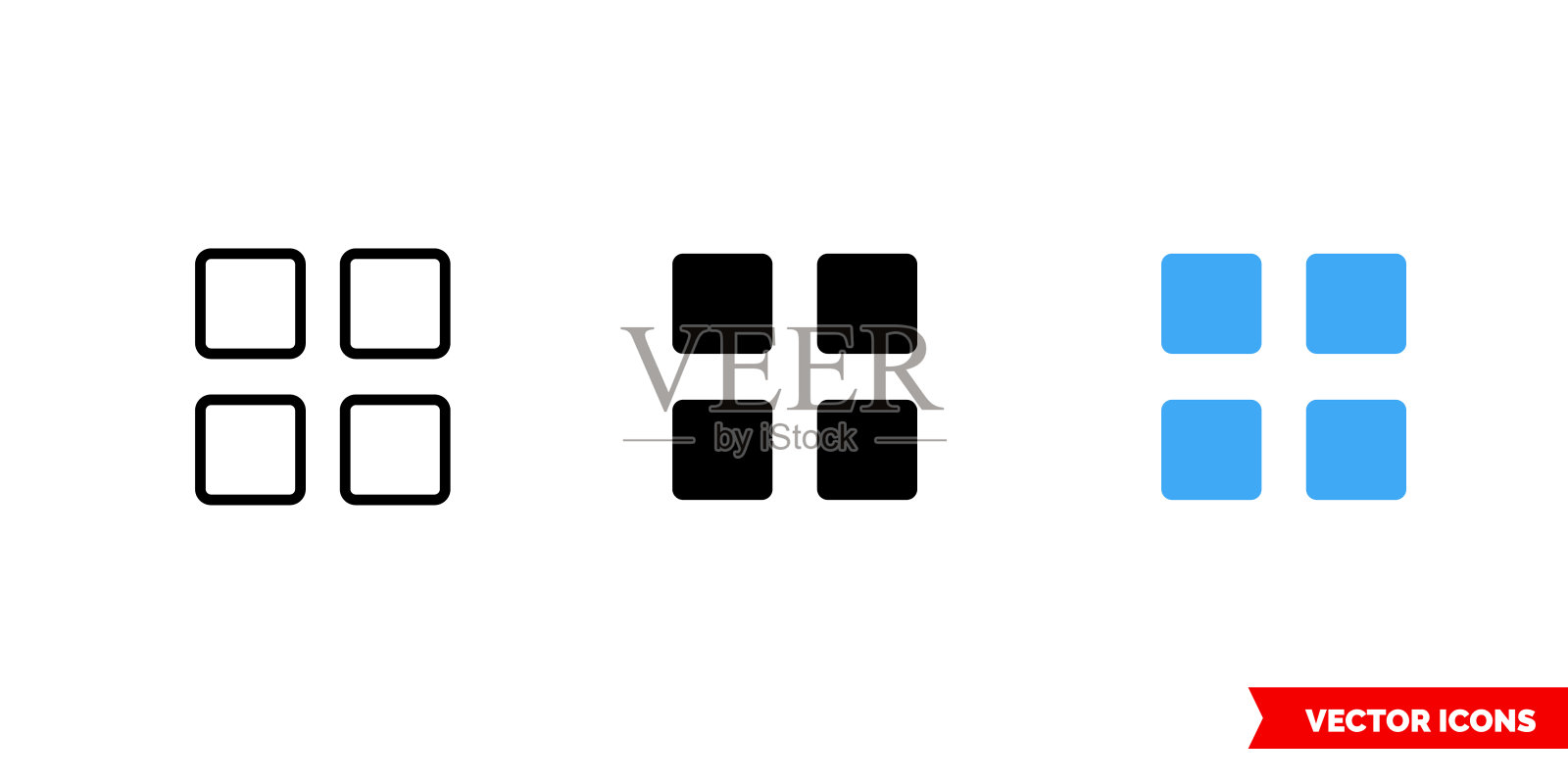 缩略图图标有三种颜色、黑白、轮廓。孤立向量符号符号图标素材