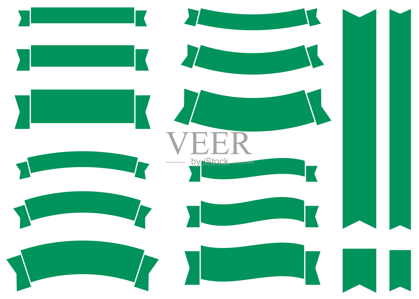 简单的标题缎带的各种厚度/绿色插画图片素材