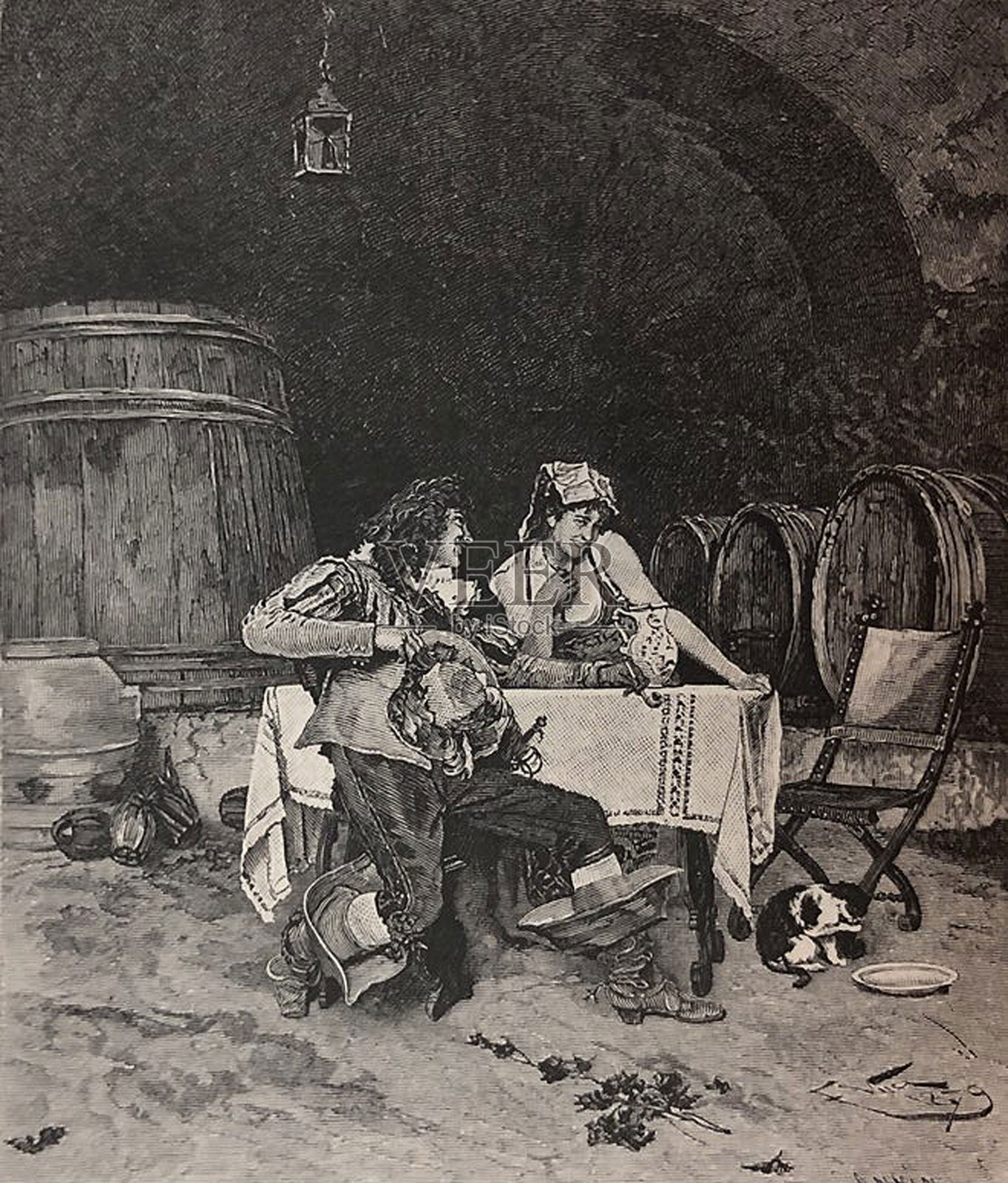 古董配对插图称为士兵的誓言，由弗朗西斯科·维尼亚插画图片素材